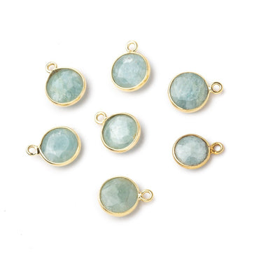 9mm Vermeil Bezel Milky Aquamarine Faceted Coin Pendant 1 Focal piece (ONLINE ORDER ONLY)