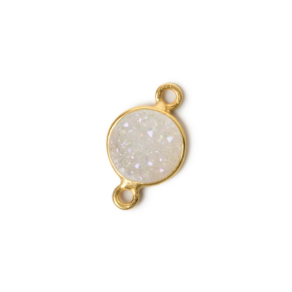 9mm Vermeil Bezel Mystic Pearl White Drusy Coin Connector 1 piece (ONLINE ORDER ONLY)