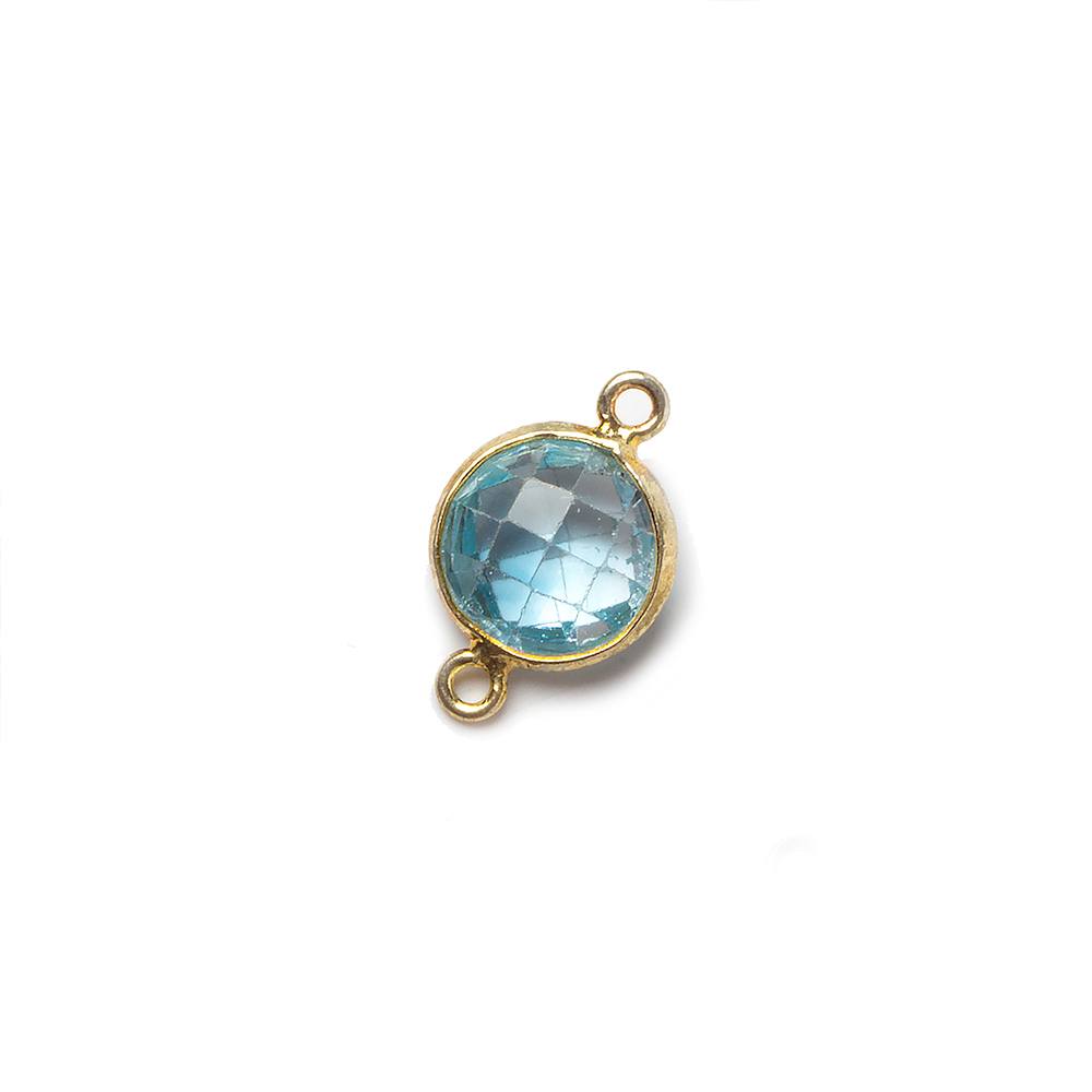 9mm Vermeil Bezel Sky Blue Topaz faceted coin Petite Connector 1 piece (ONLINE ORDER ONLY)