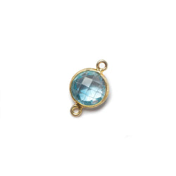 9mm Vermeil Bezel Sky Blue Topaz faceted coin Petite Connector 1 piece (ONLINE ORDER ONLY)