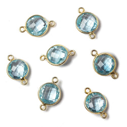 9mm Vermeil Bezel Sky Blue Topaz faceted coin Petite Connector 1 piece (ONLINE ORDER ONLY)