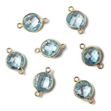 9mm Vermeil Bezel Sky Blue Topaz faceted coin Petite Connector 1 piece (ONLINE ORDER ONLY)