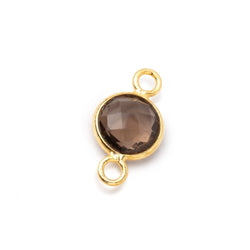 9mm Vermeil Bezel Smoky Quartz Faceted Coin Connector 1 piece (ONLINE ORDER ONLY)