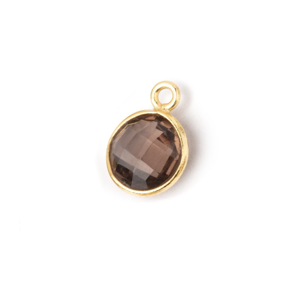 9mm Vermeil Bezel Smoky Quartz Faceted Coin Pendant 1 piece (ONLINE ORDER ONLY)
