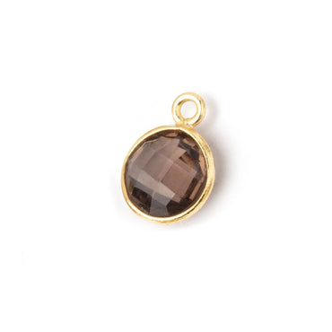 9mm Vermeil Bezel Smoky Quartz Faceted Coin Pendant 1 piece (ONLINE ORDER ONLY)