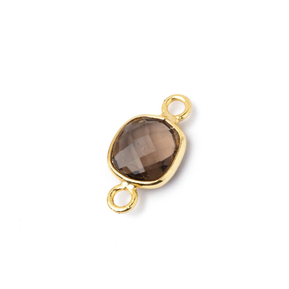 9mm Vermeil Bezel Smoky Quartz Faceted Cushion Connector 1 piece (ONLINE ORDER ONLY)