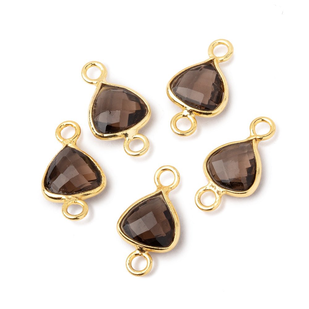 9mm Vermeil Bezel Smoky Quartz Faceted Trillion Connector 1 piece (ONLINE ORDER ONLY)