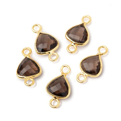 9mm Vermeil Bezel Smoky Quartz Faceted Trillion Connector 1 piece (ONLINE ORDER ONLY)