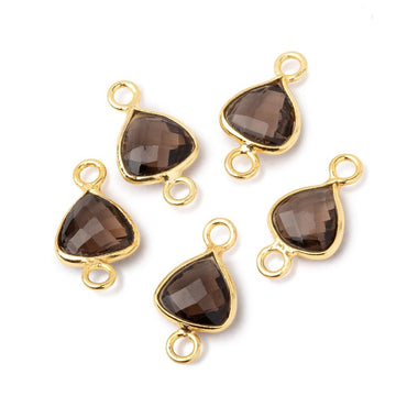 9mm Vermeil Bezel Smoky Quartz Faceted Trillion Connector 1 piece (ONLINE ORDER ONLY)
