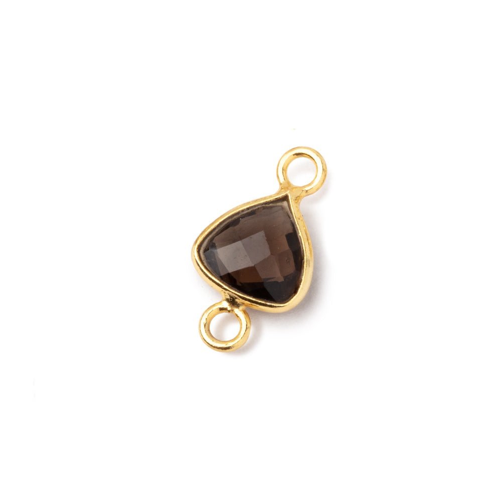 9mm Vermeil Bezel Smoky Quartz Faceted Trillion Connector 1 piece (ONLINE ORDER ONLY)