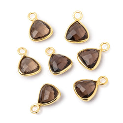 9mm Vermeil Bezel Smoky Quartz Faceted Trillion Pendant 1 piece (ONLINE ORDER ONLY)