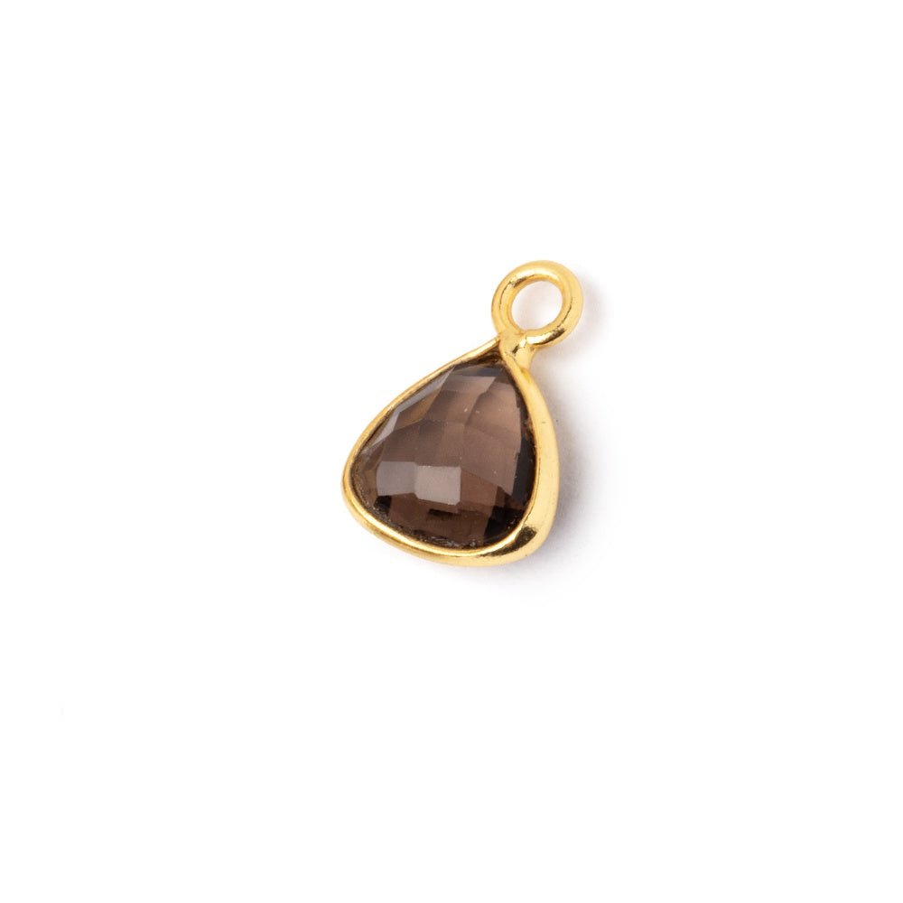 9mm Vermeil Bezel Smoky Quartz Faceted Trillion Pendant 1 piece (ONLINE ORDER ONLY)