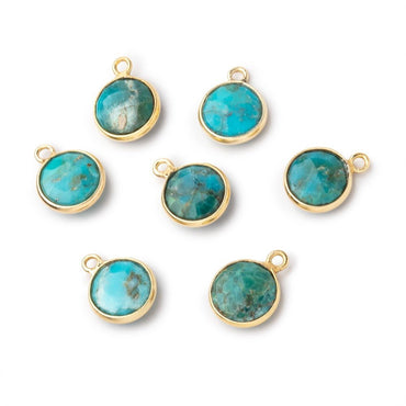 9mm Vermeil Bezel Turquoise Faceted Coin Pendant 1 Focal piece (ONLINE ORDER ONLY)