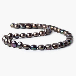 9mm Very Dark Peacock Button Freshwater Pearls 16 inch 45 pieces (ONLINE ORDER ONLY)