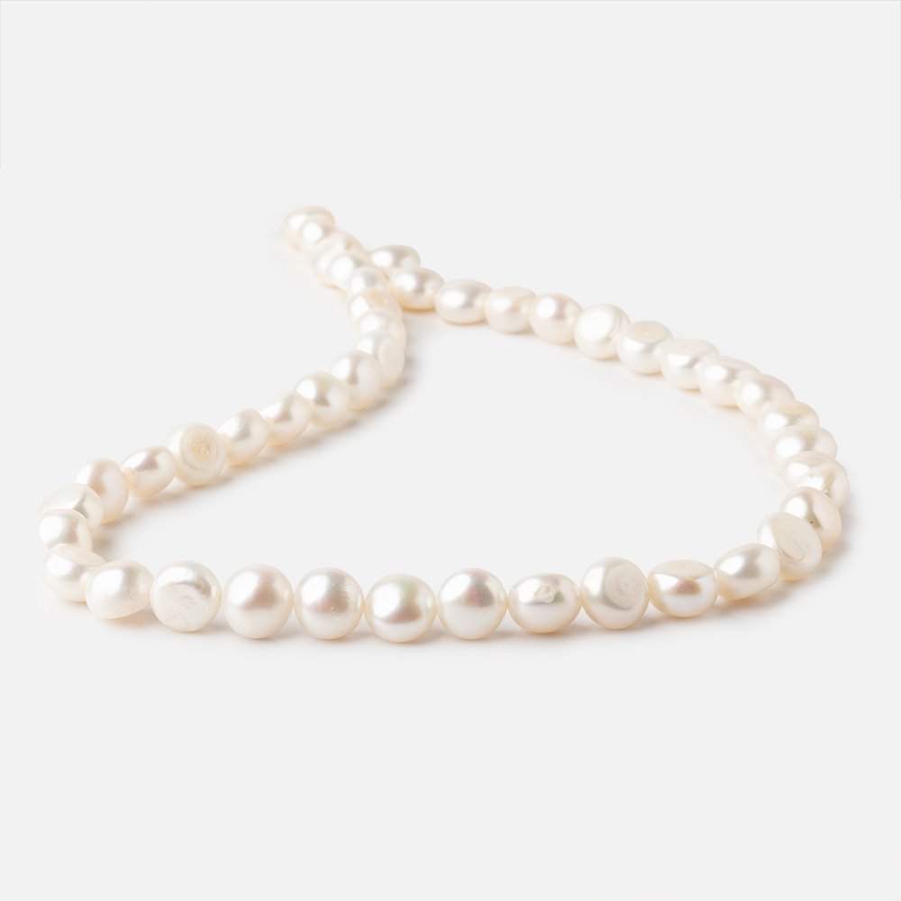 9mm White Button Freshwater Pearl Beads 15 inch 44 pieces (ONLINE ORDER ONLY)