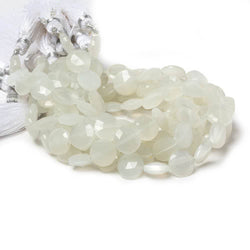 9mm White Moonstone faceted coin beads 8 inch 23 pieces (ONLINE ORDER ONLY)
