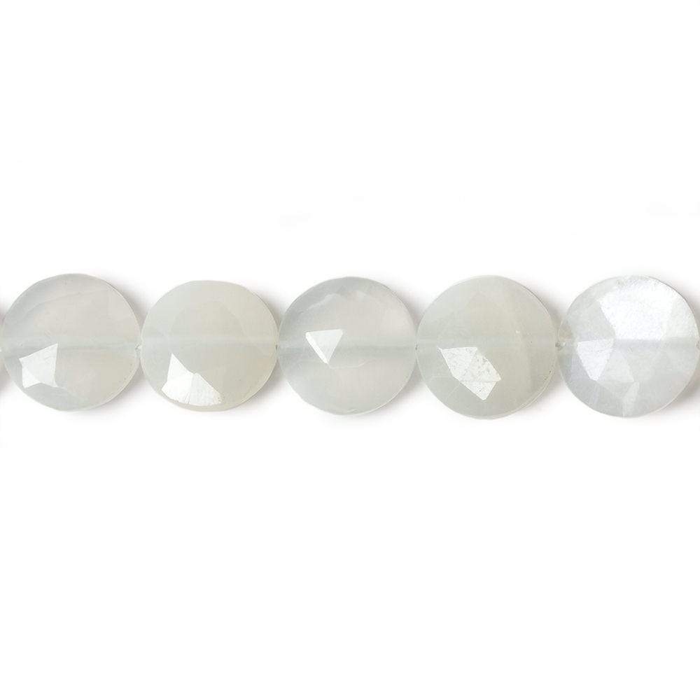 9mm White Moonstone faceted coin beads 8 inch 23 pieces (ONLINE ORDER ONLY)