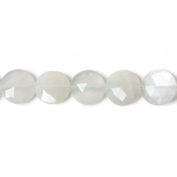 9mm White Moonstone faceted coin beads 8 inch 23 pieces (ONLINE ORDER ONLY)