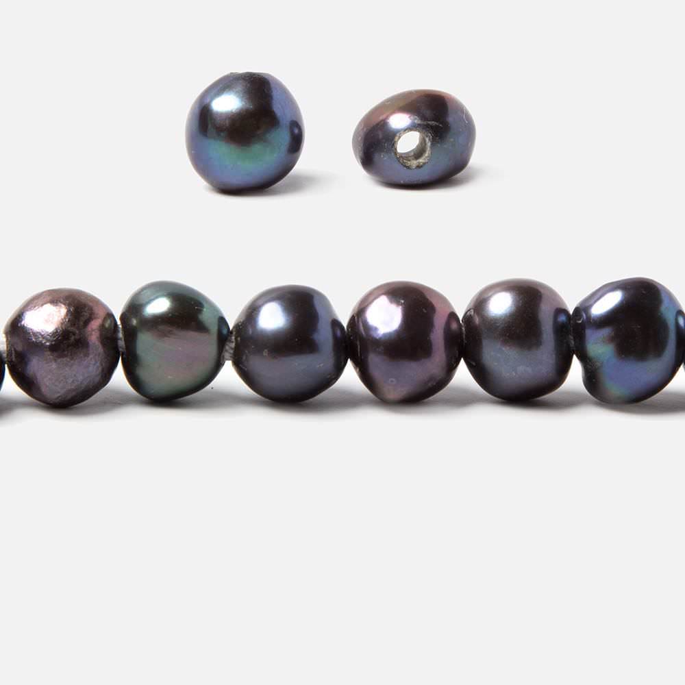 9x10-10x11mm Pistachio Peacock Baroque 2.5mm large hole Pearl 15 in. 42 pcs (ONLINE ORDER ONLY)