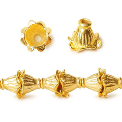9x10mm 22kt Gold Plated Copper Bead Cap Flower With Rolled Edge 8 inch 24 pieces (ONLINE ORDER ONLY)