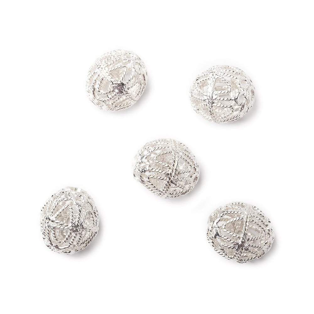 9x10mm .925 Sterling Silver Filigree Hand Crafted Oval Set of 5 beads (ONLINE ORDER ONLY)