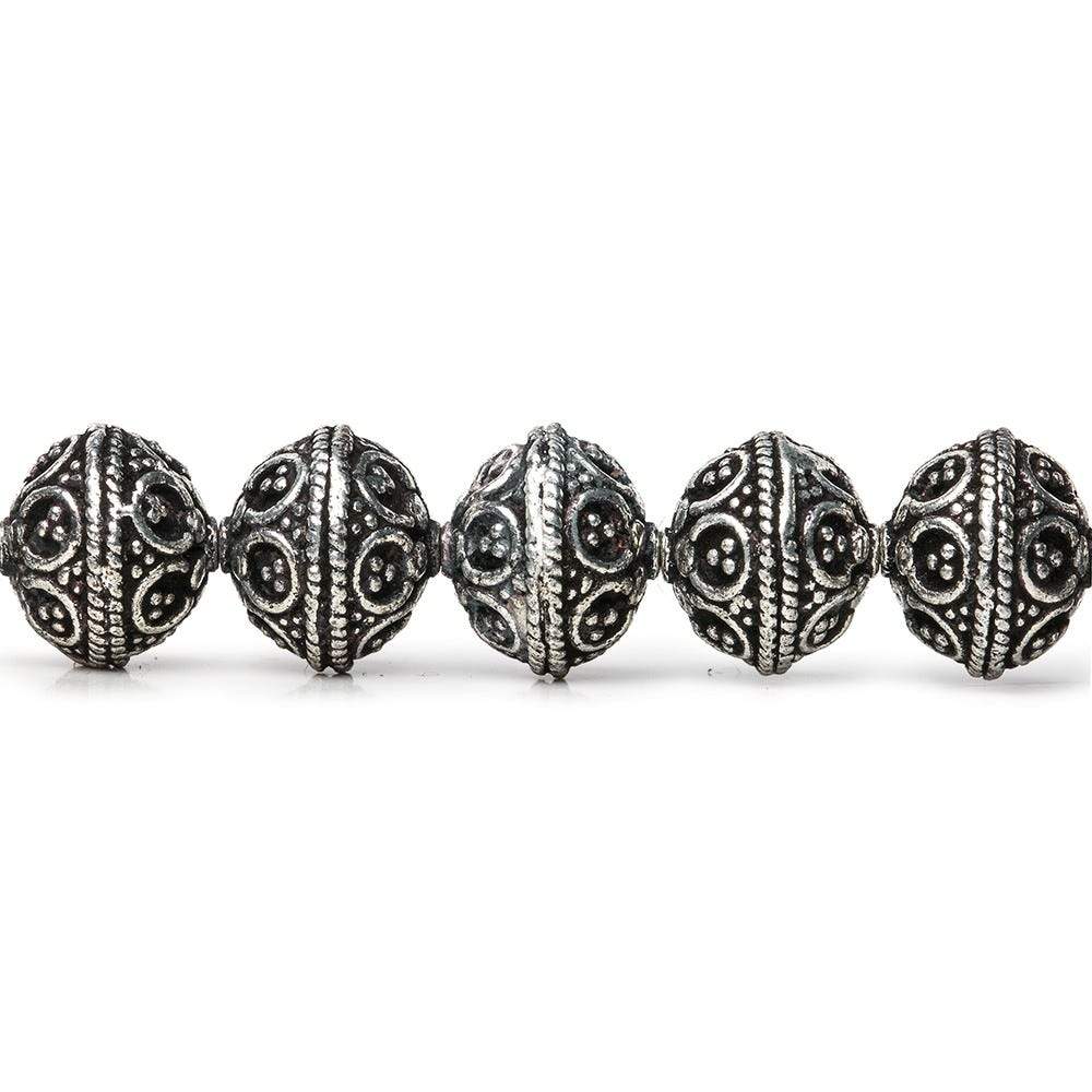 9x10mm Antiqued Sterling Silver Plated Copper Moroccan Round 8 inch 22 pcs (ONLINE ORDER ONLY)