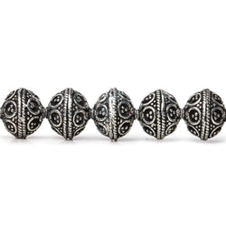 9x10mm Antiqued Sterling Silver Plated Copper Moroccan Round 8 inch 22 pcs (ONLINE ORDER ONLY)
