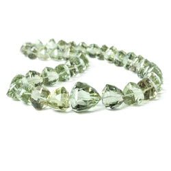 9x10x10mm-18x17x17mm Prasiolite Straight Drilled Faceted Trillion Beads, AAA Grade, 37 pieces (ONLINE ORDER ONLY)