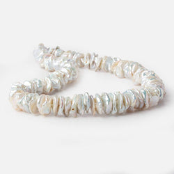 9x11-12x16mm Silvery White Center Drilled Keshi Freshwater Pearls 16 inch 84 pieces AAA (ONLINE ORDER ONLY)
