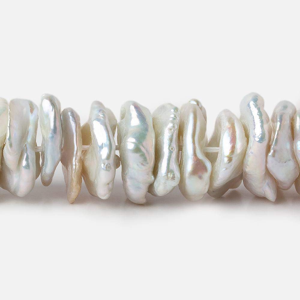 9x11-12x16mm Silvery White Center Drilled Keshi Freshwater Pearls 16 inch 84 pieces AAA (ONLINE ORDER ONLY)