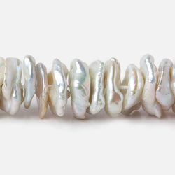 9x11-12x16mm Silvery White Center Drilled Keshi Freshwater Pearls 16 inch 84 pieces AAA (ONLINE ORDER ONLY)