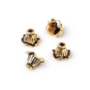 9x11mm Antiqued 22kt Plated Copper Fluted Leaf Cone Set of 4 Beads (ONLINE ORDER ONLY)