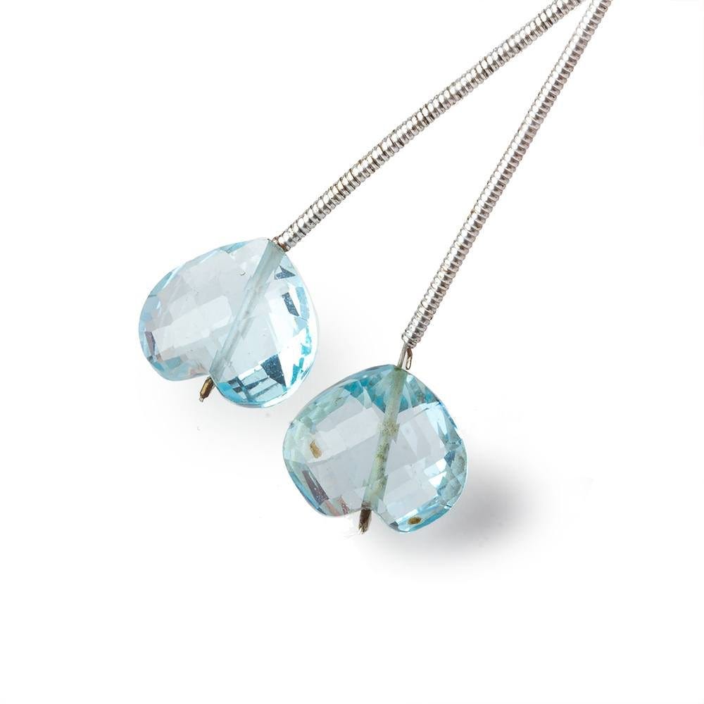9x12mm Blue Topaz Straight Drill Cleft Heart Focal Beads Set of 2 AA (ONLINE ORDER ONLY)