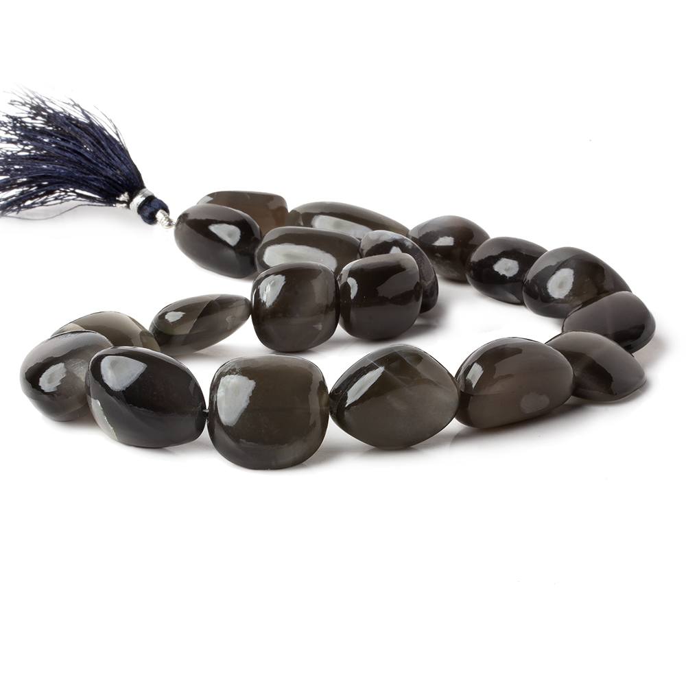 9x13mm - 11x20mm Platinum Grey Moonstone plain nuggets 14.5 inch 19 beads A (ONLINE ORDER ONLY)