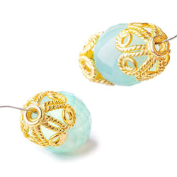 9x13mm 22kt Gold Plated Copper Bead Cap Filigree Design 8 inch 24 pieces (ONLINE ORDER ONLY)