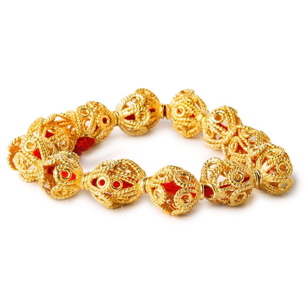 9x13mm 22kt Gold Plated Copper Bead Cap Filigree Design 8 inch 24 pieces (ONLINE ORDER ONLY)