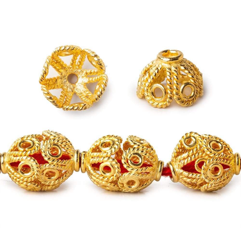 9x13mm 22kt Gold Plated Copper Bead Cap Filigree Design 8 inch 24 pieces (ONLINE ORDER ONLY)