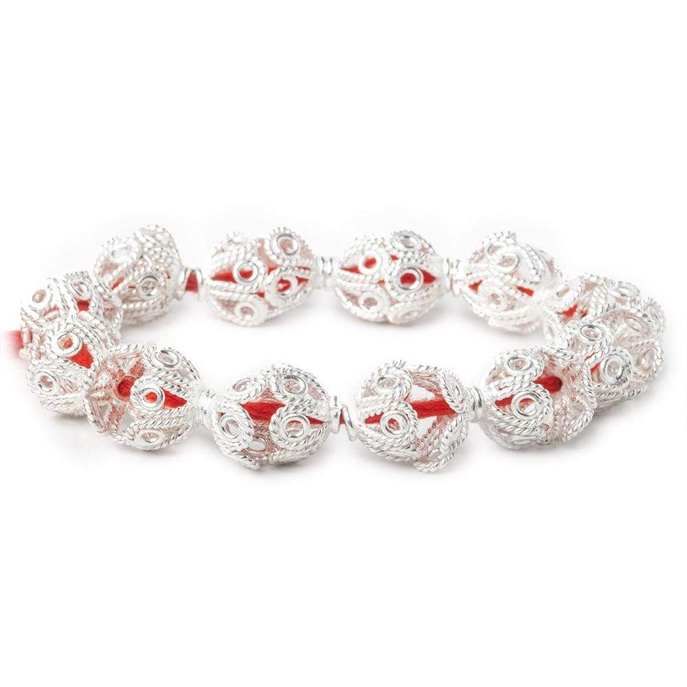 9x13mm Sterling Silver Plated Copper Bead Cap Filigree Design 8 inch 24 pcs (ONLINE ORDER ONLY)