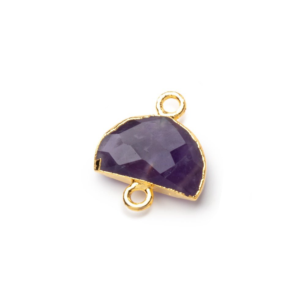 9x14mm Gold Leafed Amethyst Faceted Half Moon Focal Connector 1 piece (ONLINE ORDER ONLY)
