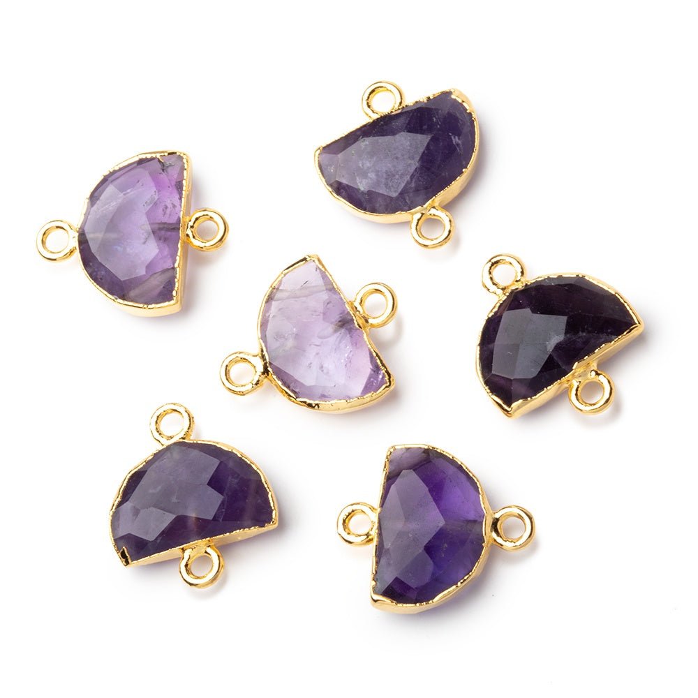 9x14mm Gold Leafed Amethyst Faceted Half Moon Focal Connector 1 piece (ONLINE ORDER ONLY)