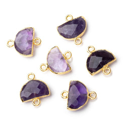 9x14mm Gold Leafed Amethyst Faceted Half Moon Focal Connector 1 piece (ONLINE ORDER ONLY)