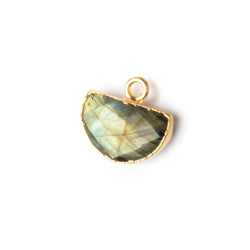 9x14mm Gold Leafed Labradorite Faceted Half Moon Focal 1 Pendant (ONLINE ORDER ONLY)