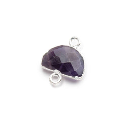 9x14mm Silver Leafed Amethyst Faceted Half Moon Focal Connector 1 piece (ONLINE ORDER ONLY)