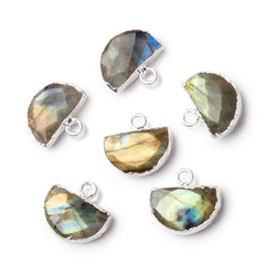 9x14mm Silver Leafed Labradorite Faceted Half Moon Focal 1 Pendant (ONLINE ORDER ONLY)