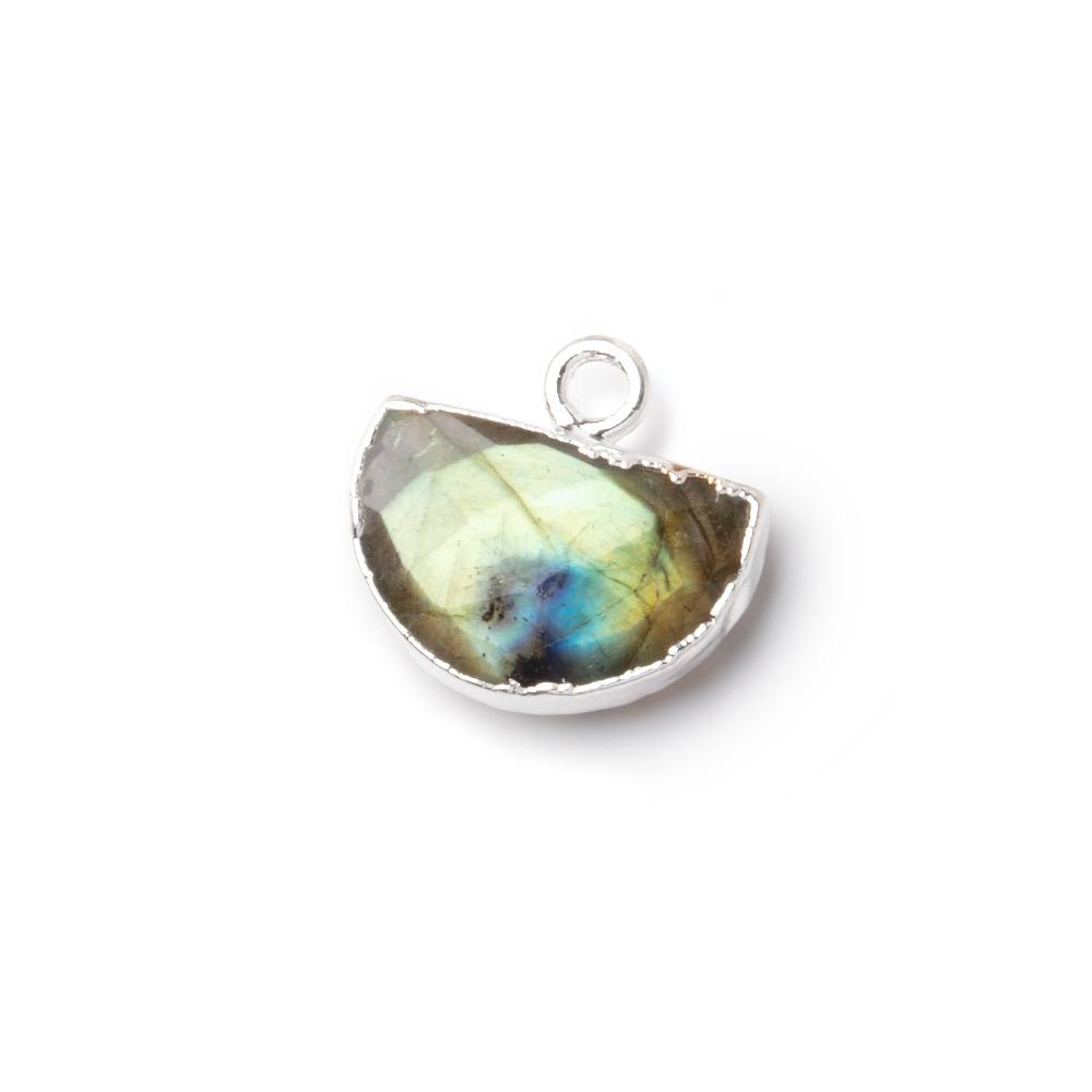 9x14mm Silver Leafed Labradorite Faceted Half Moon Focal 1 Pendant (ONLINE ORDER ONLY)
