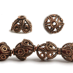 9x15mm Copper Bead Cap Twisted Rope Filigree Design 8 inch 24 pcs (ONLINE ORDER ONLY)