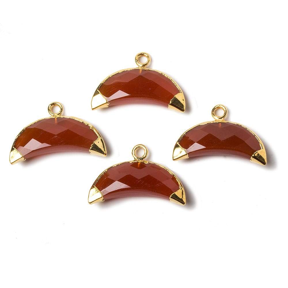 9x20mm Gold Leafed Carnelian Cresent Moon Pendant 1 focal bead (ONLINE ORDER ONLY)