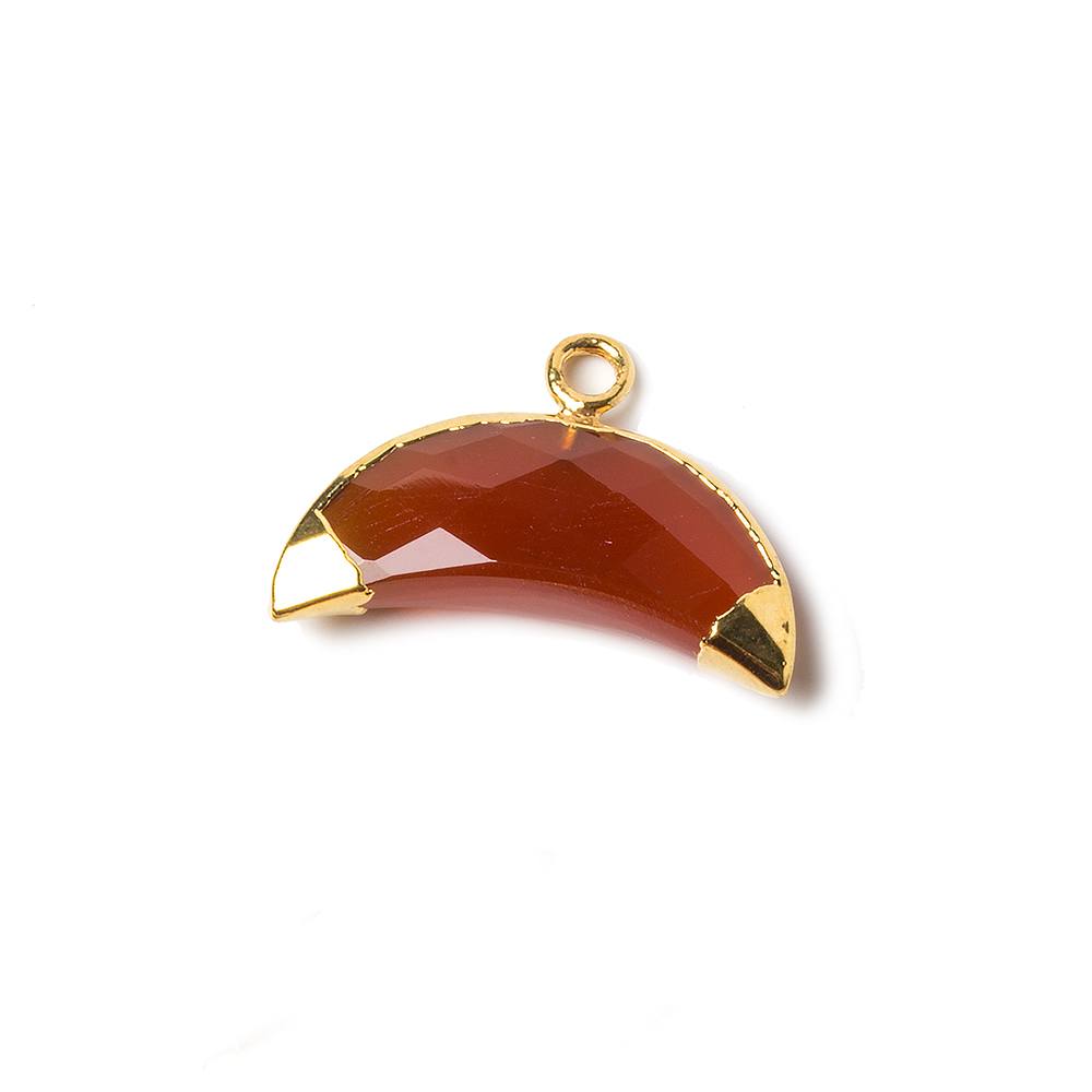 9x20mm Gold Leafed Carnelian Cresent Moon Pendant 1 focal bead (ONLINE ORDER ONLY)
