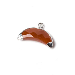 9x20mm Silver  Leafed Carnelian Cresent Moon Pendant 1 focal bead (ONLINE ORDER ONLY)
