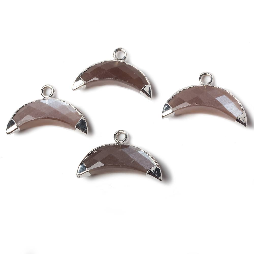9x20mm Silver Leafed Chocolate Moonstone Cresent Moon Pendant 1 focal bead (ONLINE ORDER ONLY)